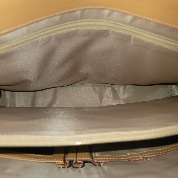 Lodis Audrey Leather Briefcase Shoulder bag Tan with red - Picture 15 of 16